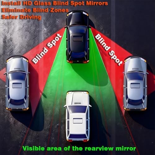 Blind Spot Mirrors 4 Pack HD Frameless Convex Mirrors for Wide Angle Side View