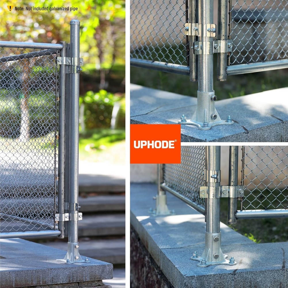 2" Chain Link Fence Post Floor Flange Base 2 Pack Metal Post Mount Bracket