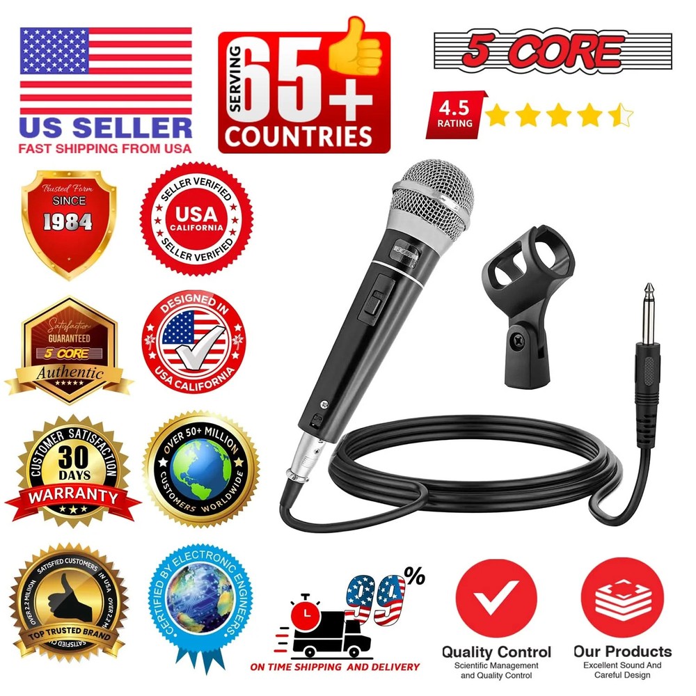 5Core XLR Microphone Dynamic Mic Karaoke Singing Studio Mics Handheld Microfono