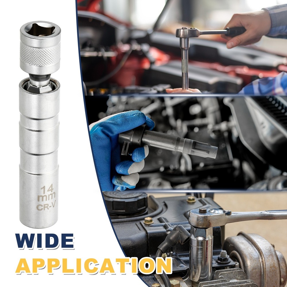 2pcs Spark Plug Socket 3/8" Drive 14/16mm Magnetic Spark Plug Socket Silver