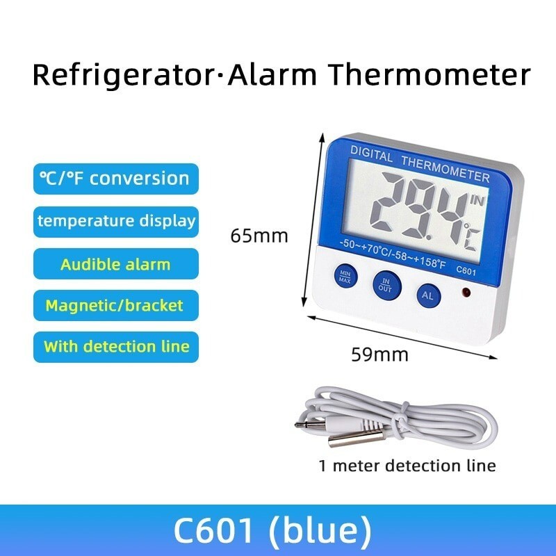 Digital Fridge Freezer Thermometer With Temperature Warning Alarm Max Min ℃/℉