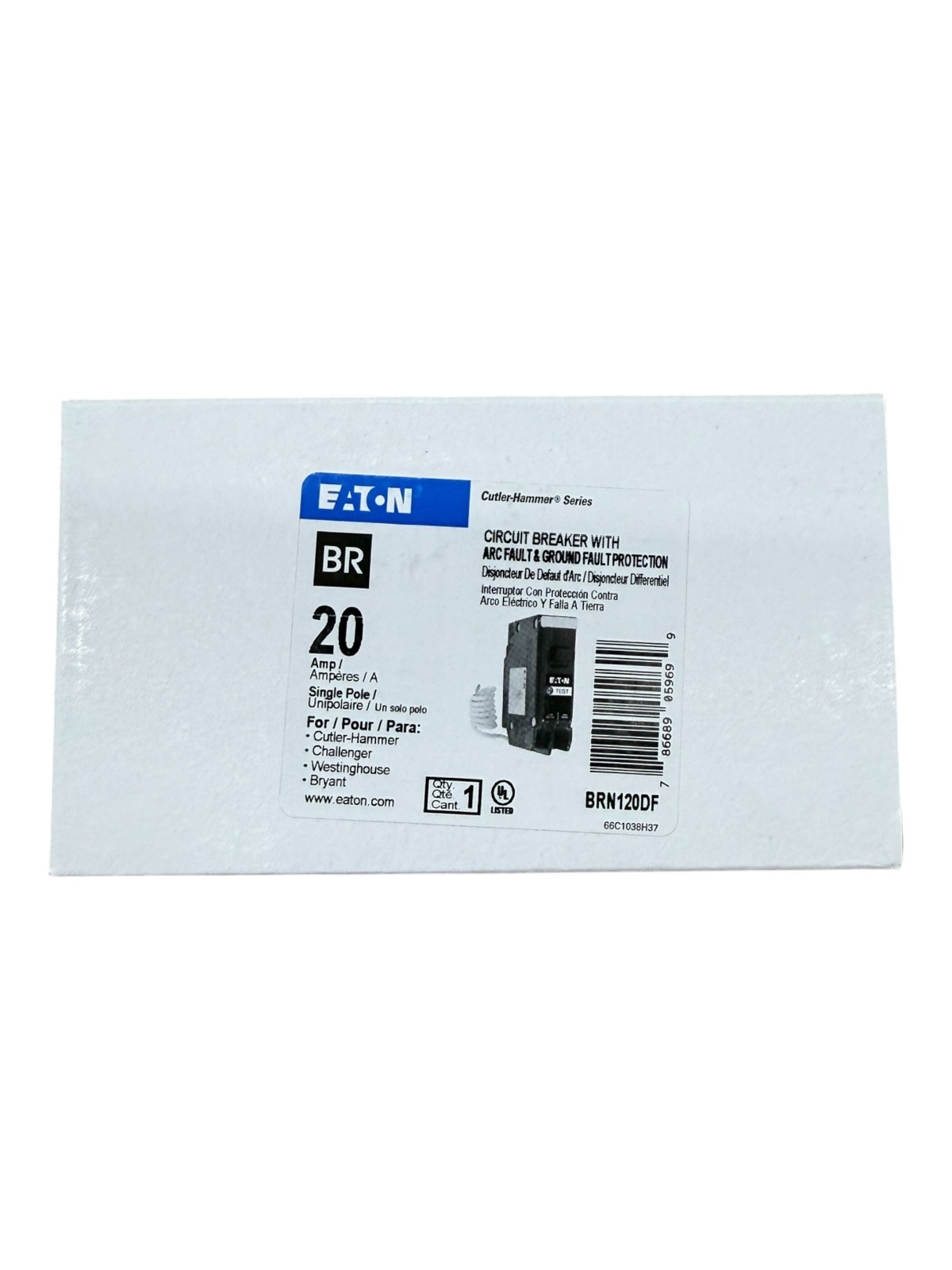 Eaton BRN120DF - 20 Amp - 1 Pole - Dual Function Circuit Breaker