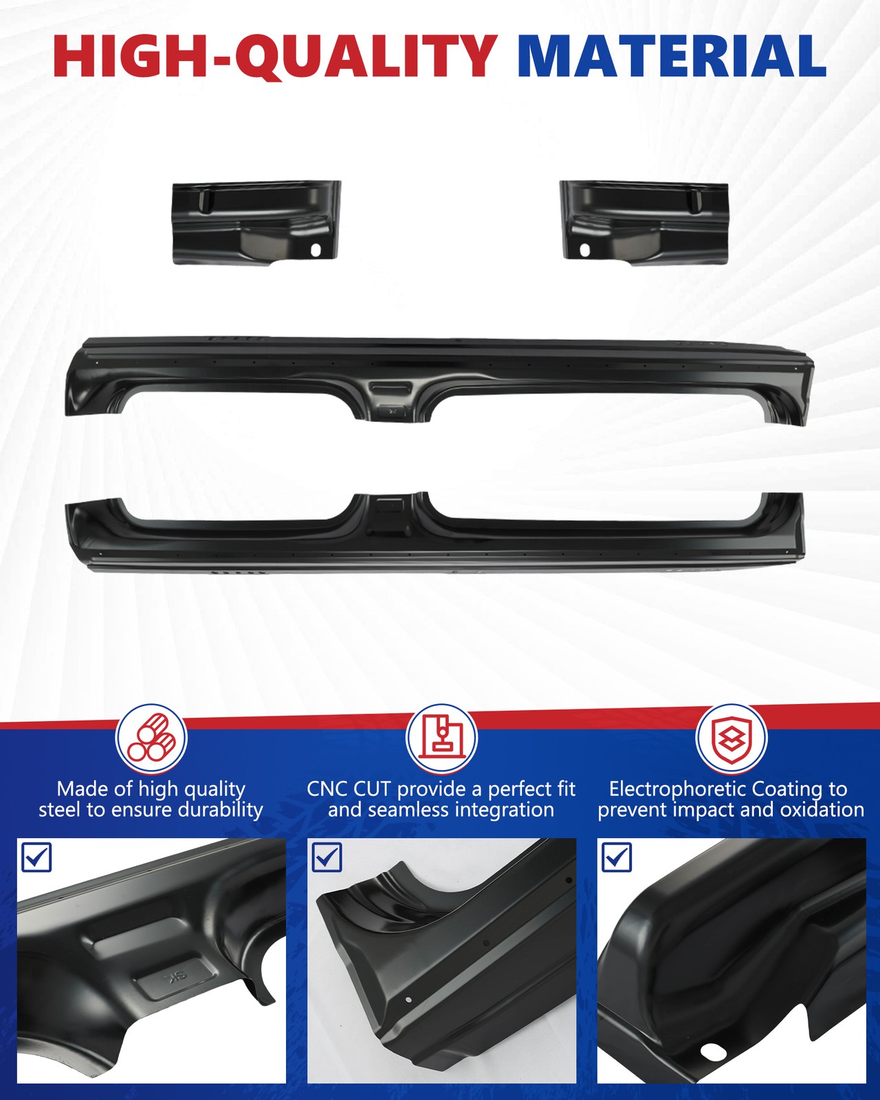 For 2009-2014 Ford Pickup F150 Rocker Panels and Cab Corners 4 Dr Crew Cab Lh Rh