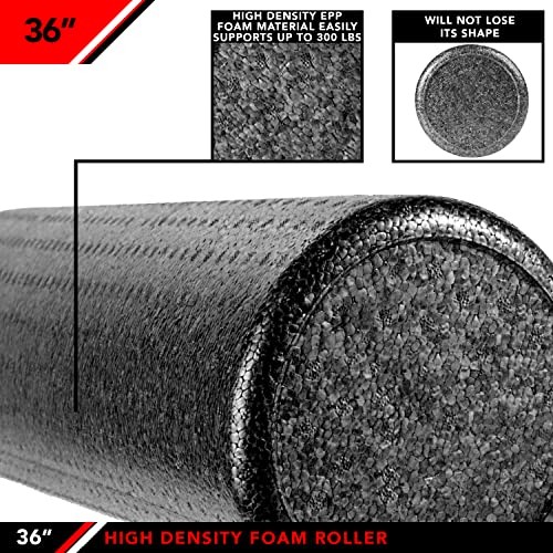High Density Foam Roller – EPP Deep Tissue Massage Roller 36-Inch Black (New)