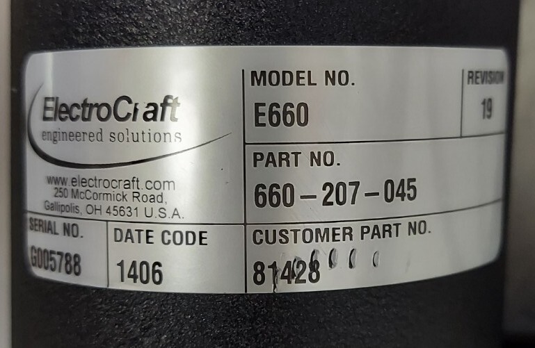 ElectroCraft E660 Mobility Motor, 24 VDC, 660-207-045, B130 OBJY2