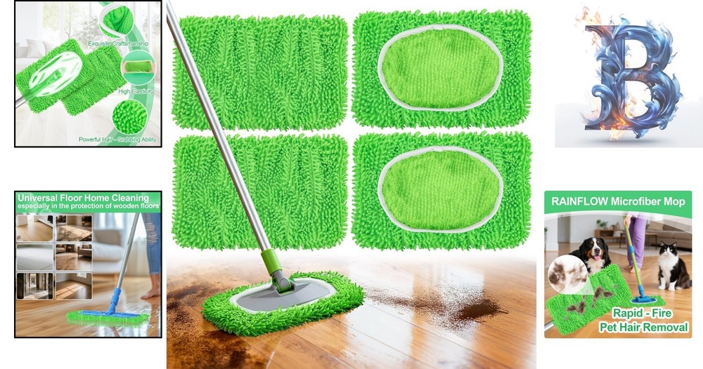 Versatile 4PCS Microfiber Mop Pads for All Flooring Types - High Absorption
