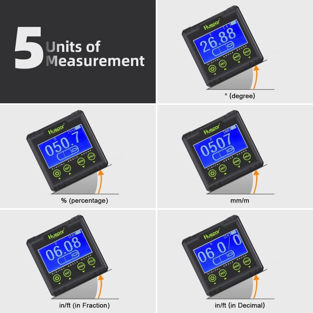 Digital Angle Gauge Protractor Electric Bubble Angle Finder Dual Axis Level Box