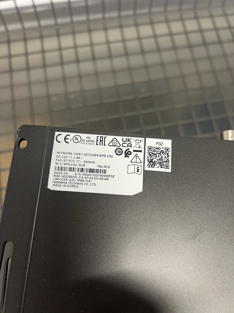 WISENET SPD-151 Network Video Decoder 4K