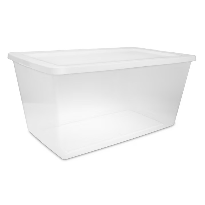 (2 pack) Sterilite 90 Quart Large Storage Bin, Clear Plastic Storage Container w