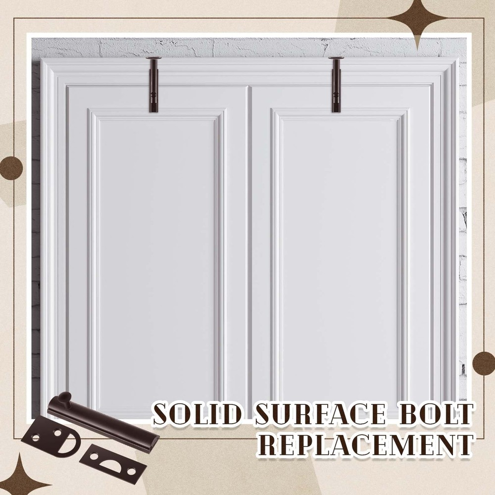 Lothee 4 Pcs Solid Brass Surface Bolts 3" Slide Latch Door 3'', Rubbed Bronze
