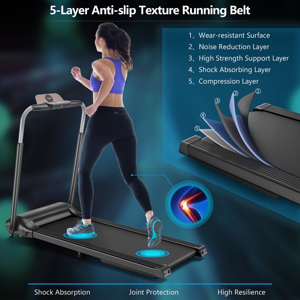 Folding 3HP Treadmill Compact Walking Jogging Machine W/Touch Screen APP Control