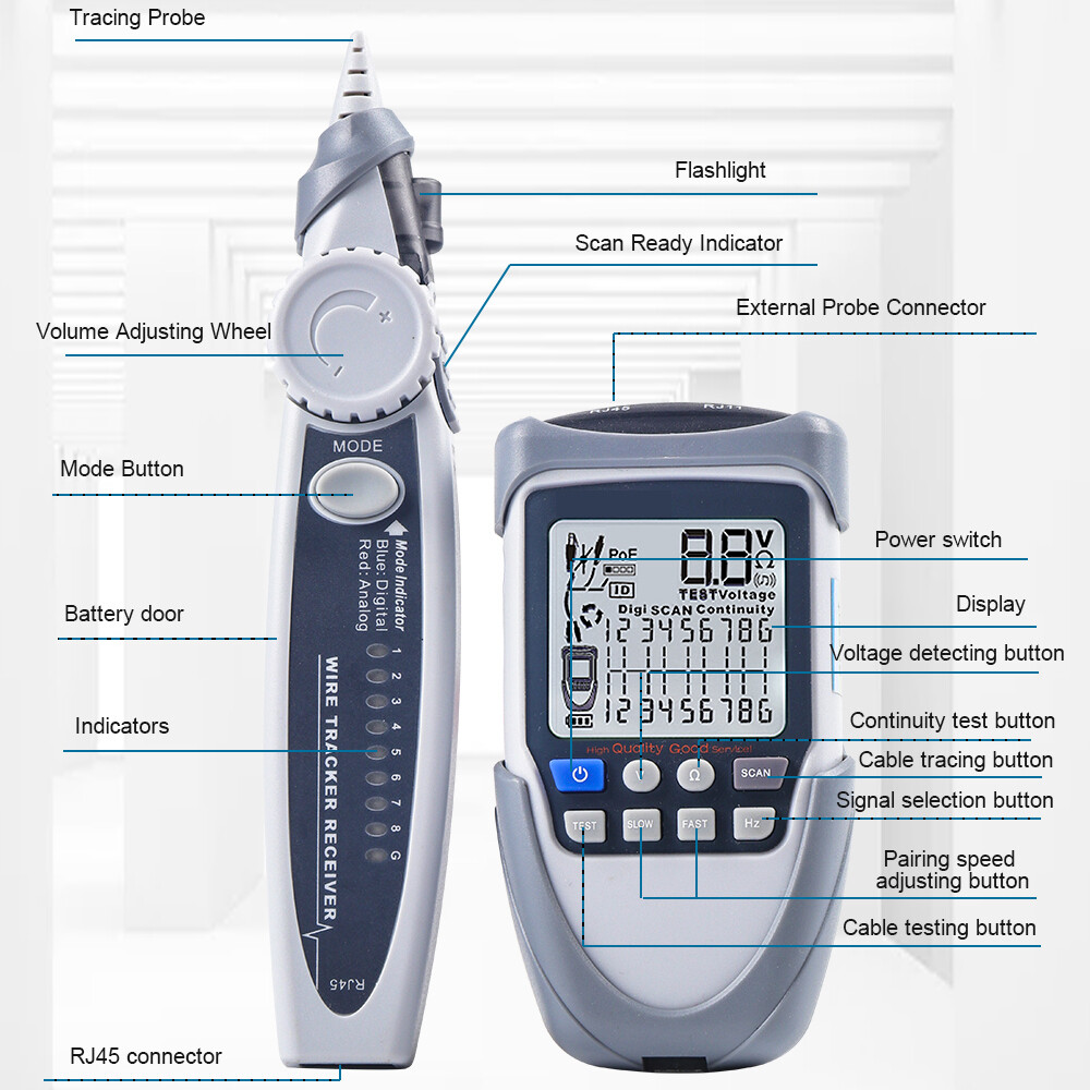 Handheld Portable Network Cable Tester LCD Large Screen Display Digital Z8K7