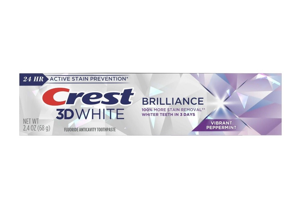 Crest 3D-White Fluoride Toothpaste Brilliance Vibrant Peppermint 2.4oz
