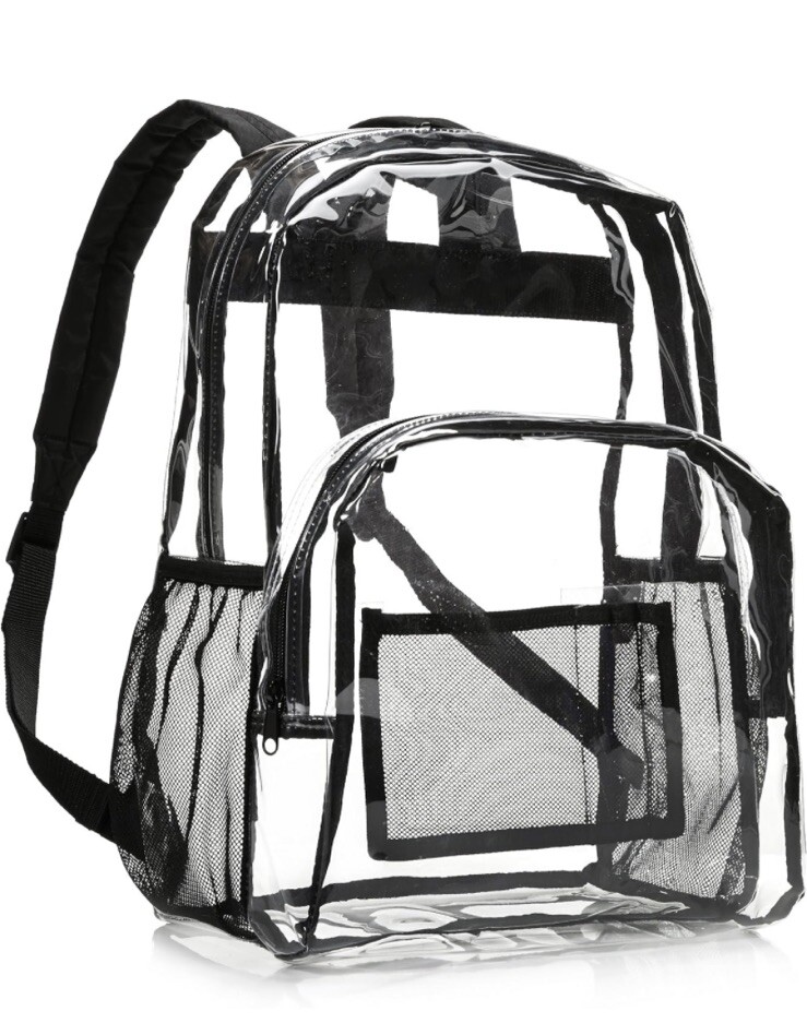 Clear 3 Compartment Double Strap Backpack