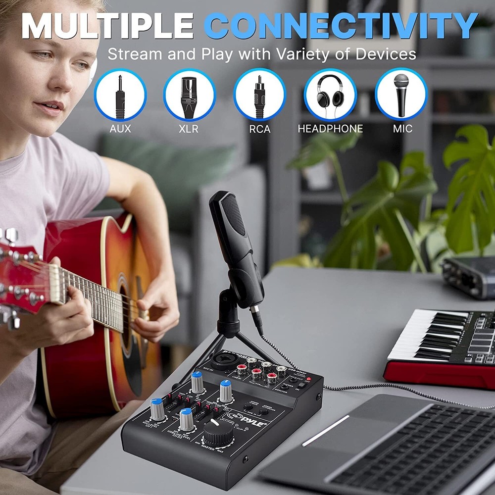 Pyle 5 Channel Professional Compact Audio Mixer with USB Interface PAD20MXU