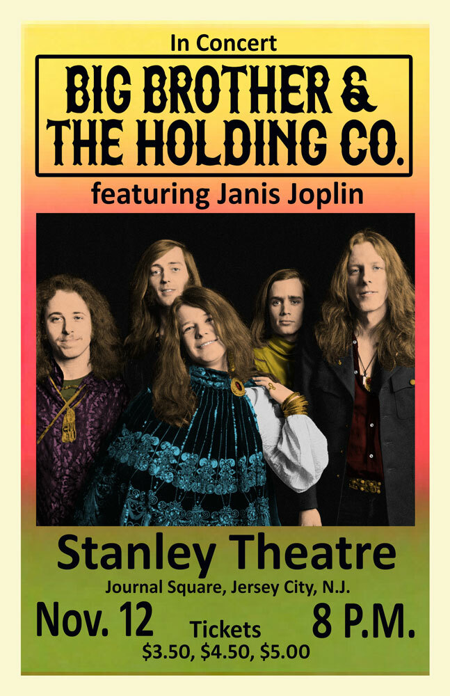 BIG BROTHER AND THE HOLDING COMPANY *JANIS JOPLIN* REPLICA 1968 CONCERT POSTER