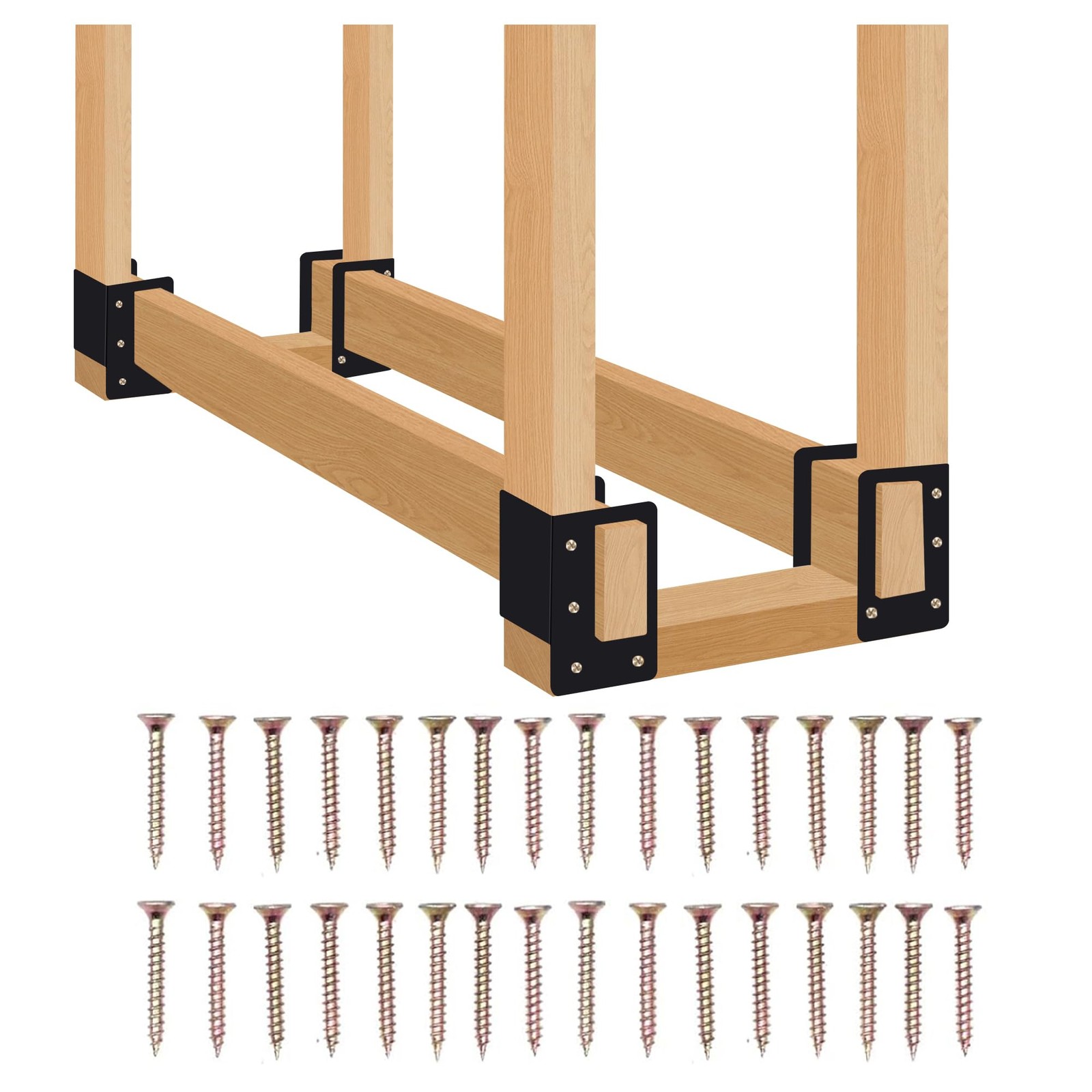 4 Pack Firewood Log Storage Rack Bracket,Indoor Outdoor Adjustable Heavy Duty