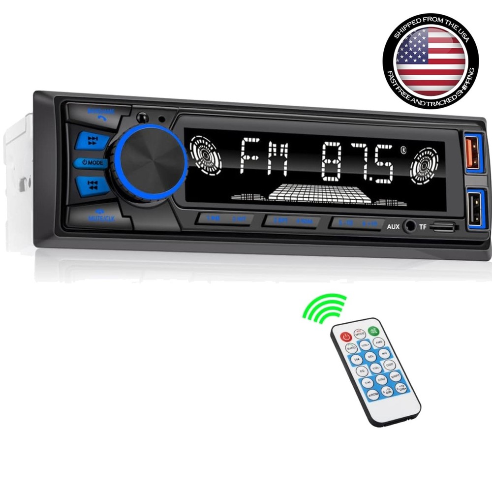 Bluetooth Single DIN Car Stereo – Fast Charging, 7 LED Modes & App Control
