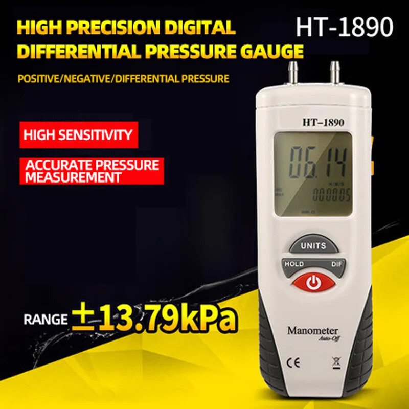 HT-1890 Handheld Digital Differential Pressure Gauge Barometer