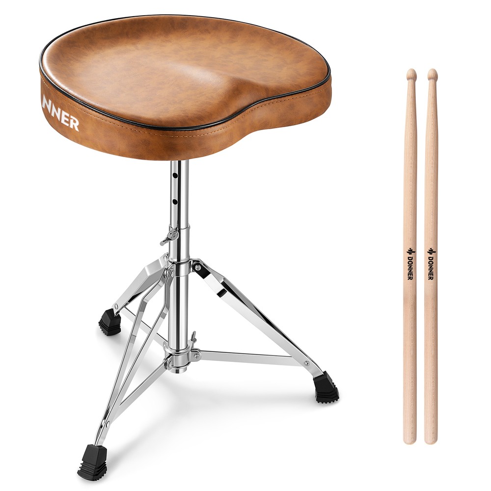 🪑 Donner Drum Throne Stool Padded Seat Height Adjustable Rotatable + Drumsticks