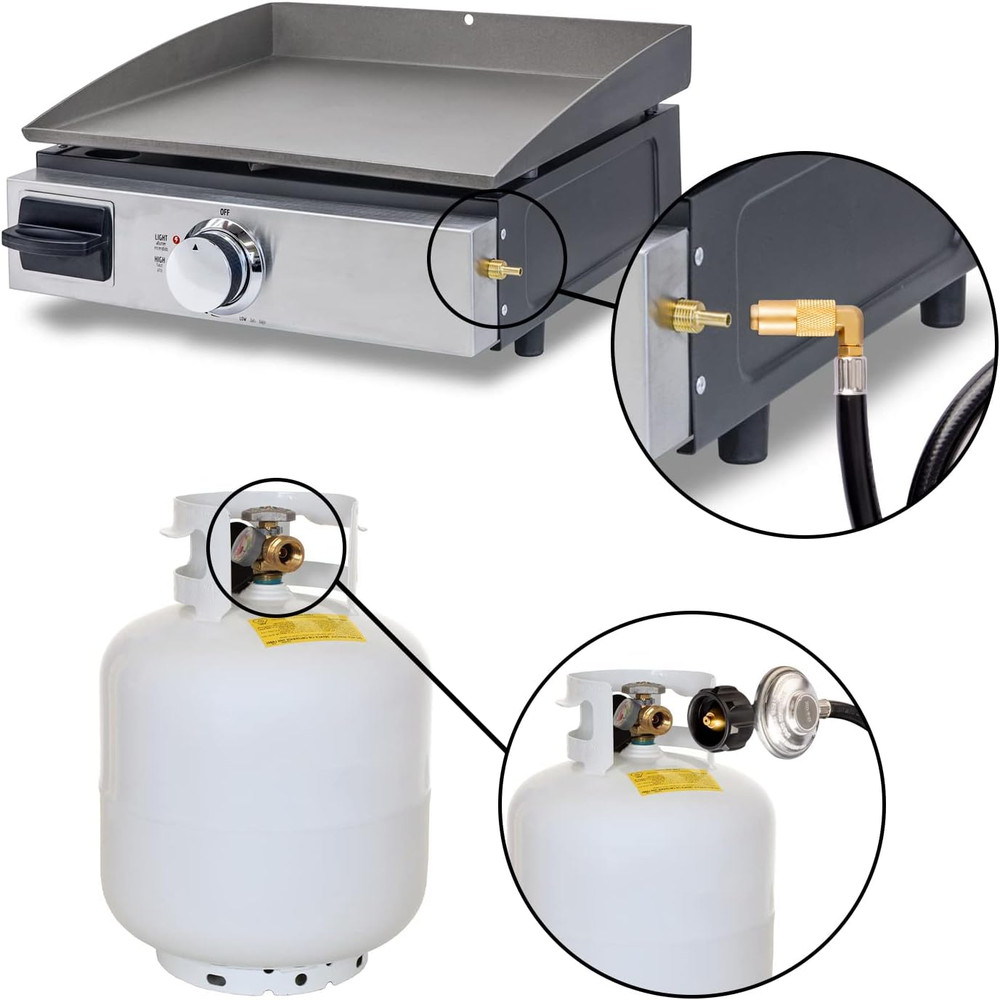 6Ft Propane Regulator Hose with Elbow Adapter for 17" & 22" Griddles