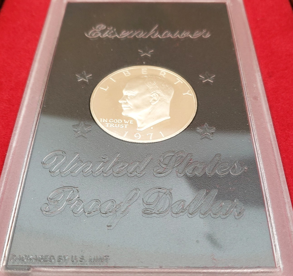 US Proof Silver 1971 S Eisenhower US Mint Package 40% Silver DDE Portrait Eagle