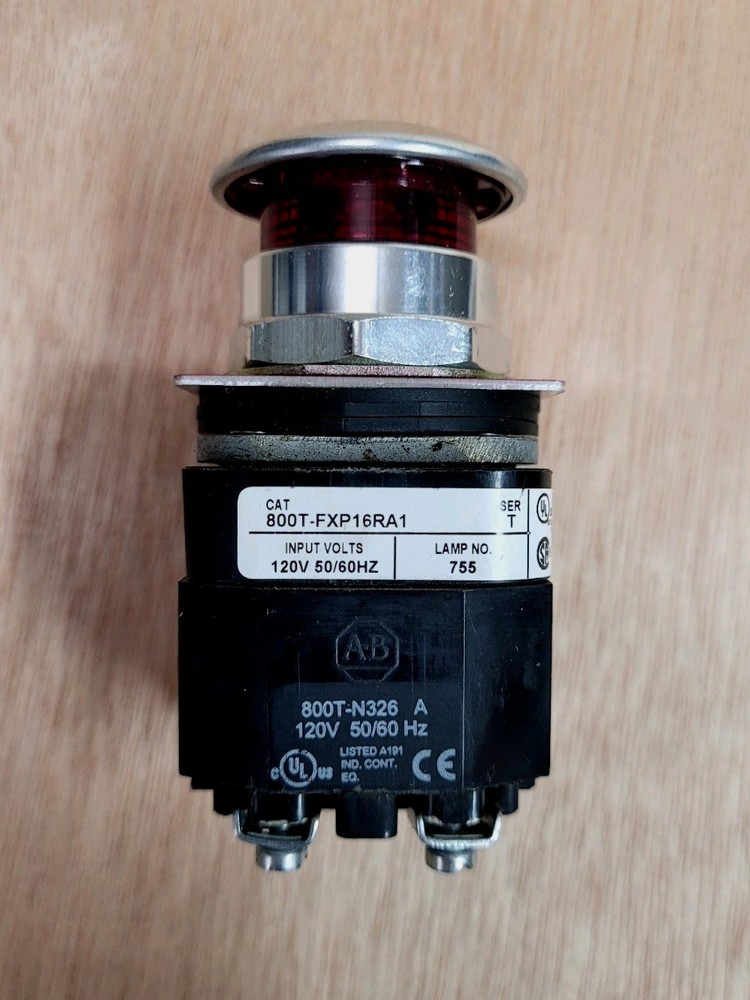 Allen Bradley 800T-FXP16RA1 Illuminated Push/Pull E-Stop Button, 30mm, 1NCLB 1NO