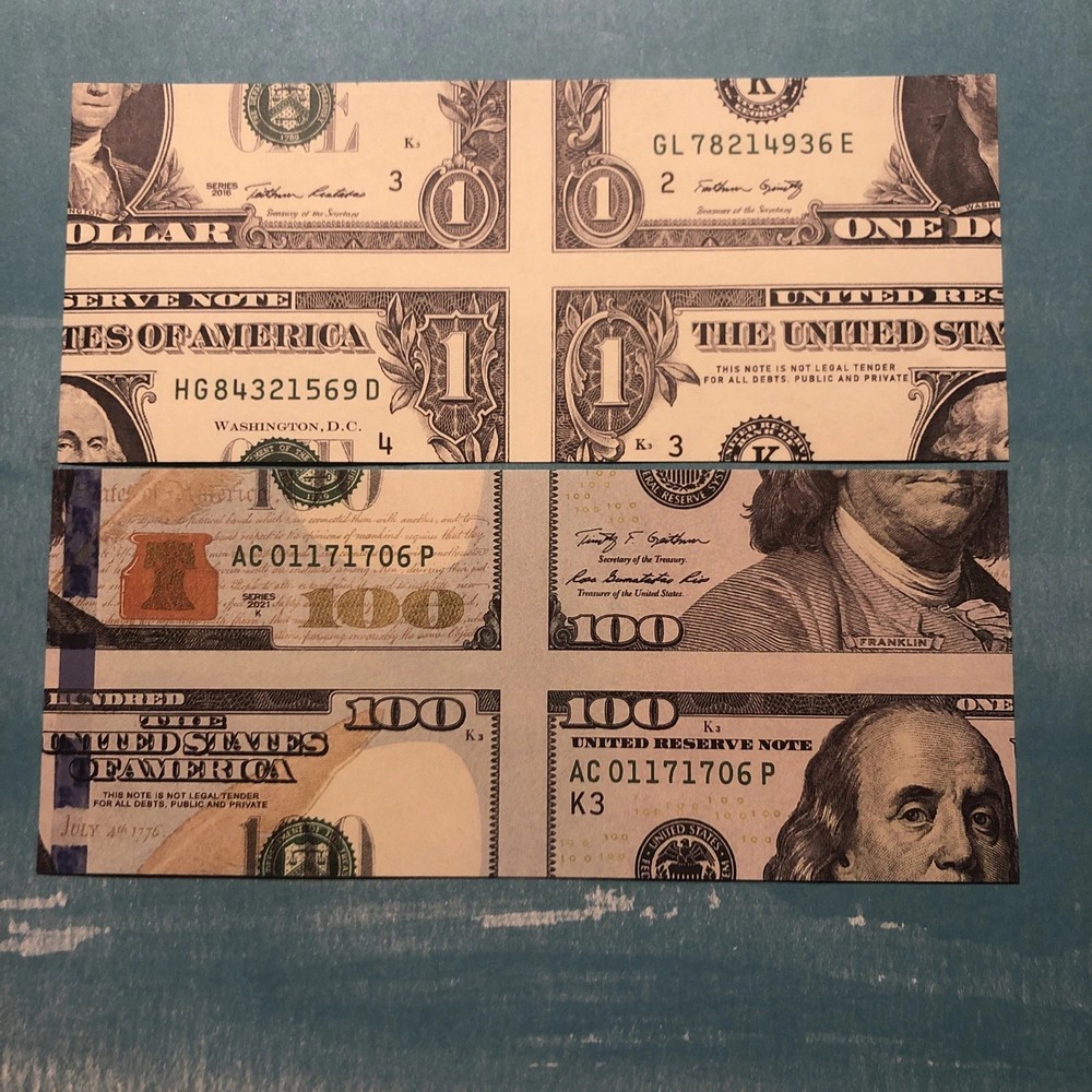 MISMADE $1 & $100 BILL MAGIC TRICK  - New - 6 total bills