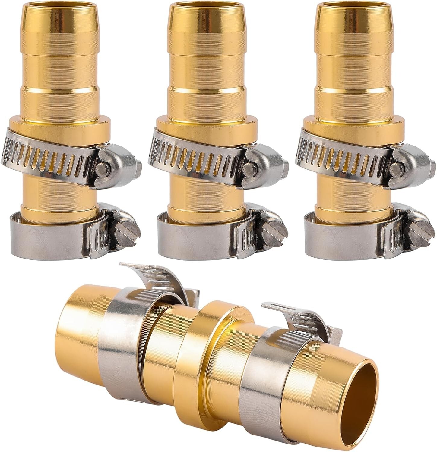 4 Pack Garden Hose Connector Repair Mender Kit With Stainless Clampfits 3/4"5/8"