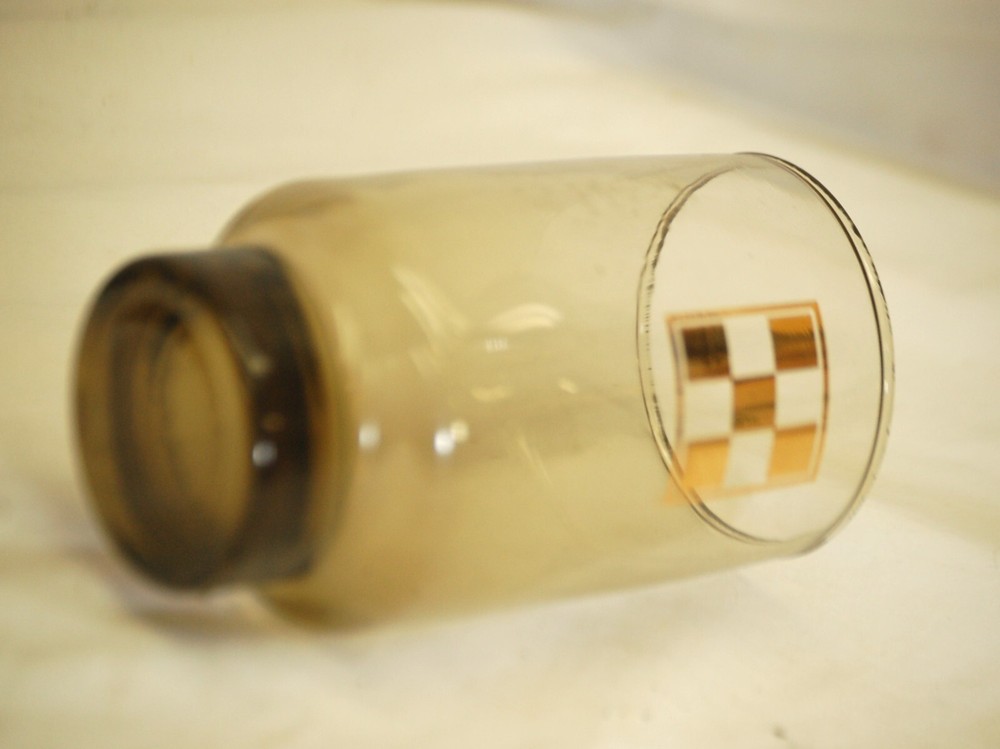Libbey Drinking Glass Gold Checkered Board Design