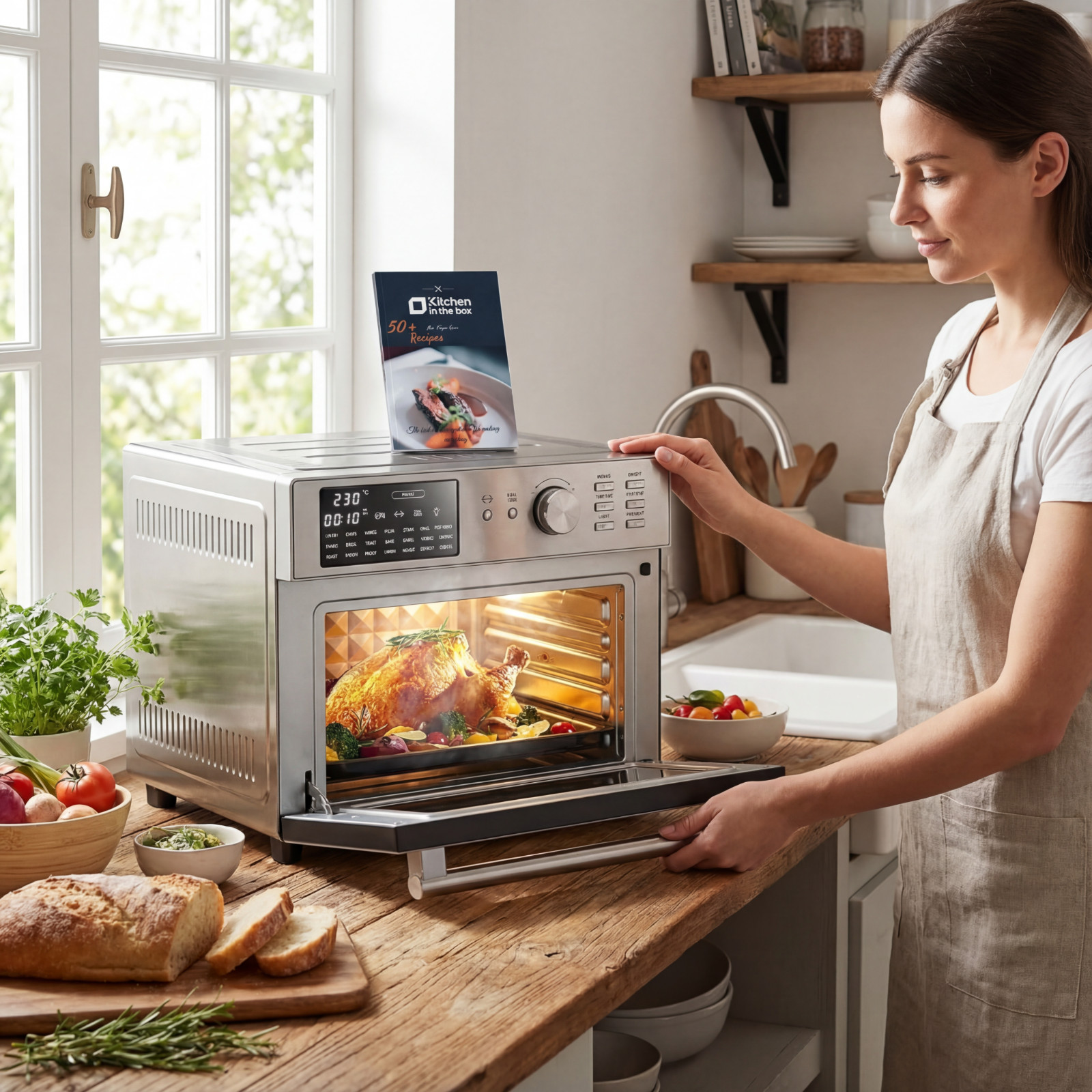 Kitchen in the box 32QT Extra Large Air Fryer Toaster Oven Combo 1800W 21-in-1