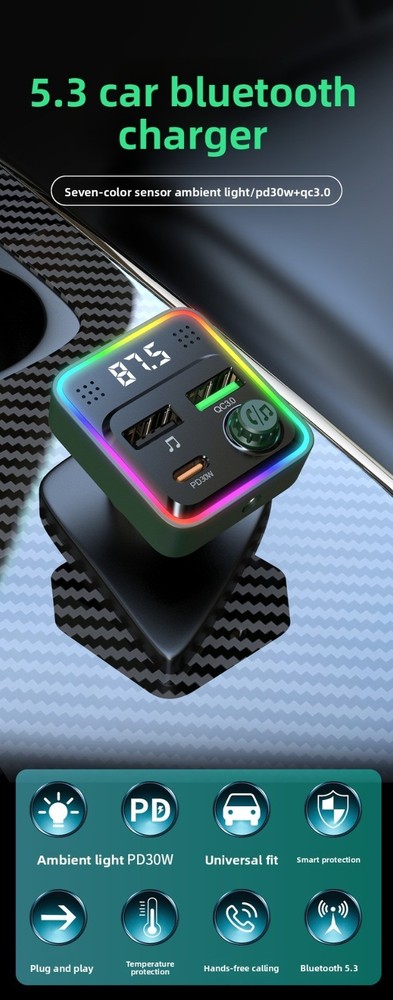 Dual USB Car Charger Fast Charging Bluetooth for iPhone Android Quick Charging