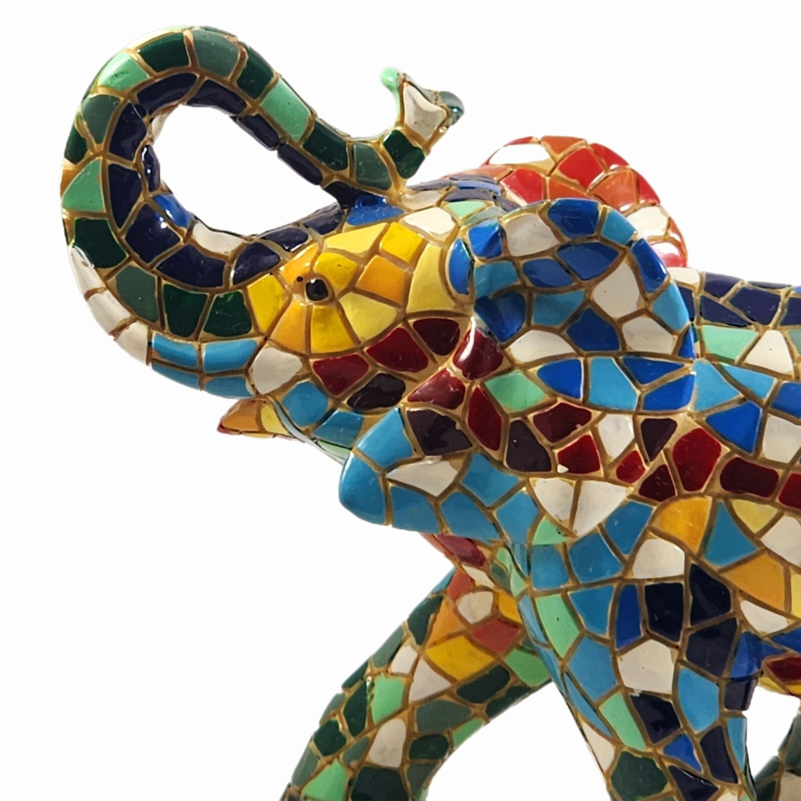 Vintage Mosaic Lucky Elephant Figurine Handmade Luck Statue Vtg Gaurdi Barcino