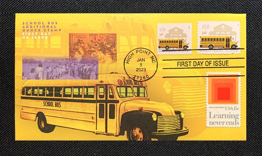 2023 School Bus Additional Ounce Stamp FDC - Design 3 - Ciccolella  Cachets