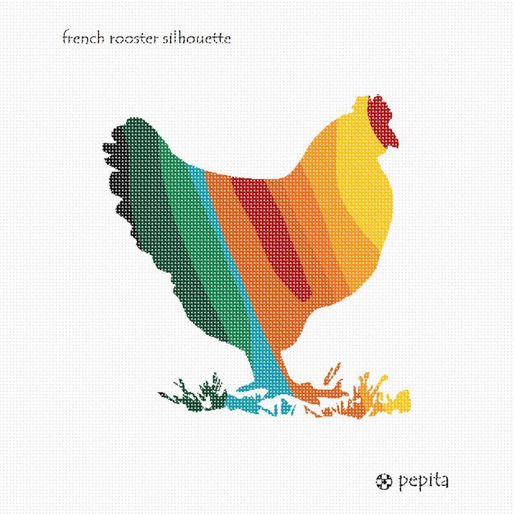 French Rooster Silhouette Needlepoint Kit or Canvas