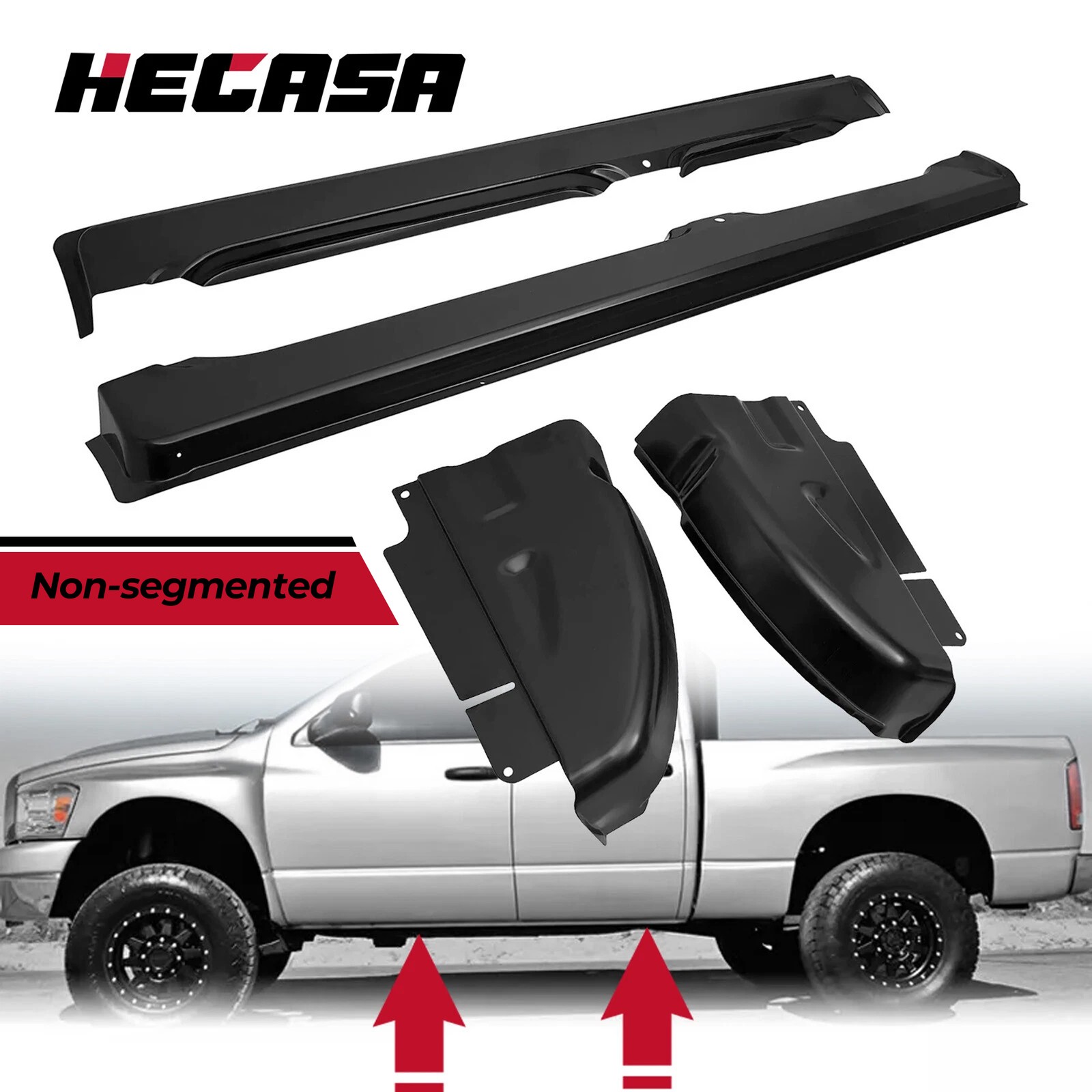 Pair Rocker Panels & Cab Corners For 2002-2008 Dodge Ram Quad Cab 1500 2500 3500