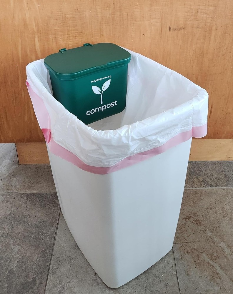 Mini Green Compost Bin Container for Kitchen Trash Hanging or Countertop