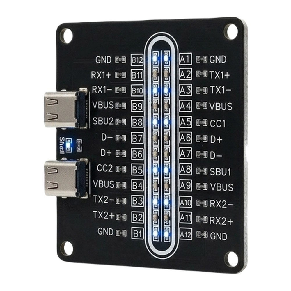 Black USB-C Cable Testing Module for Short Circuit and Open Line Check