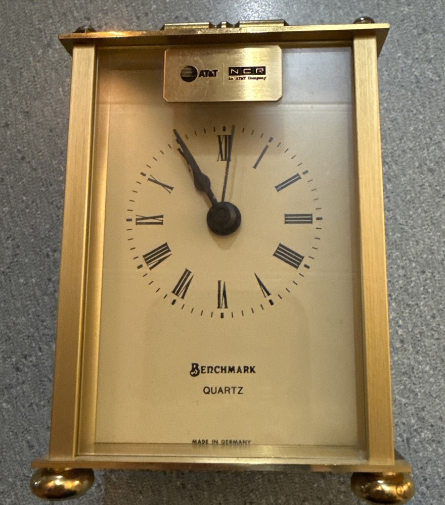 Benchmark Quartz Clock Brushed Brass Made In Germany