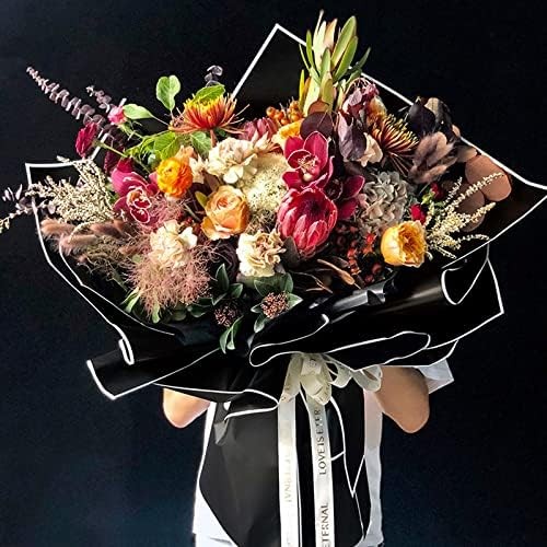 20 Sheets Flower Wrapping Paper Black White