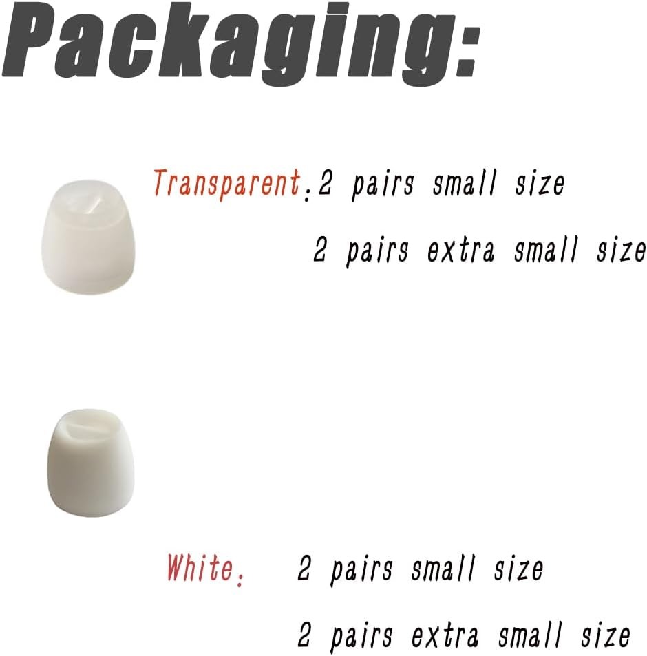 8 Pairs Extra Small Earbuds Tips Replacement Silicone Ear Small-White