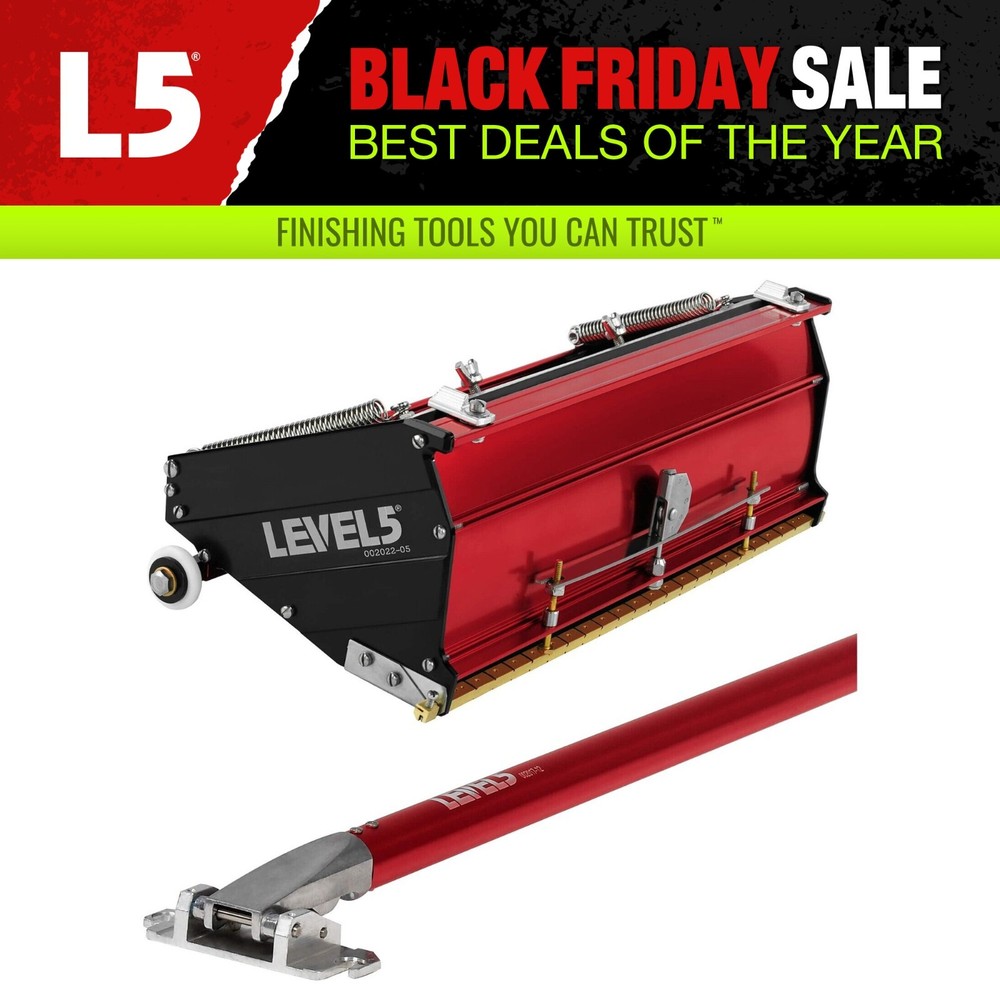 LEVEL5 Drywall Tools 12" MEGA Flat Box w/ 40" - 62" Extendable Handle | 4-577
