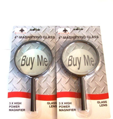 2 GOLIATH INDUSTRIAL 4" JUMBO MAGNIFYING GLASSES GLASS LENS HAND HELD MAGNIFIER