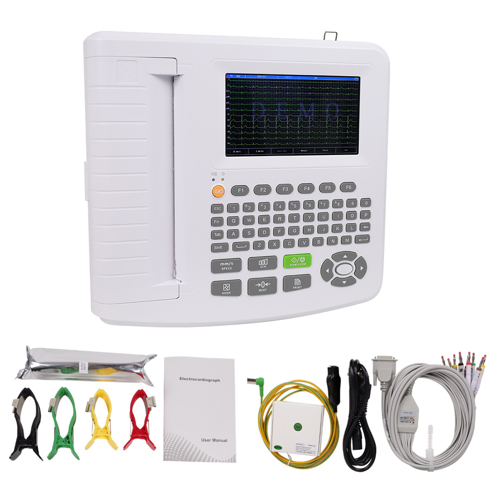 Portable 12-Lead ECG Machine w printing & interpretation for Professional Usage