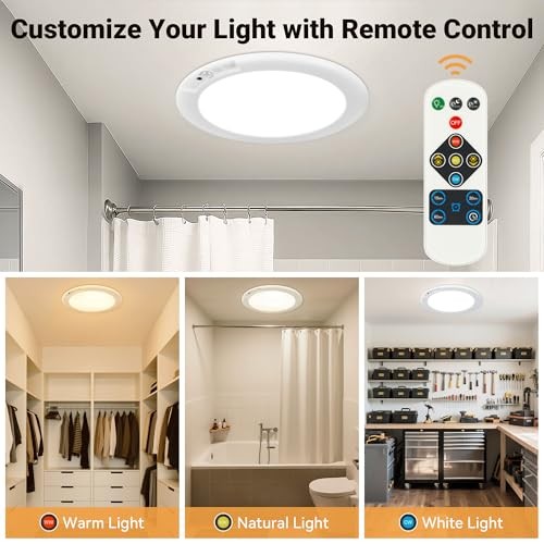 Rechargeable Ceiling Light No Wiring - Motion Sensor Night 2 Packs Multicolor