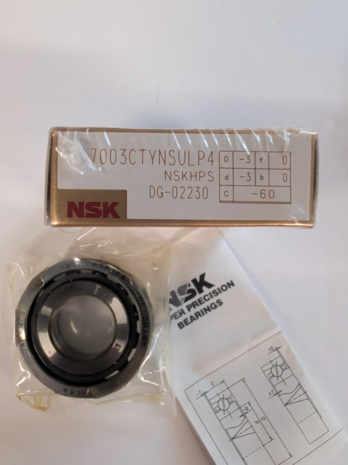 NSK 7003CTYNSULP4 Super Precision Angular Contact Bearing (lot of 2)