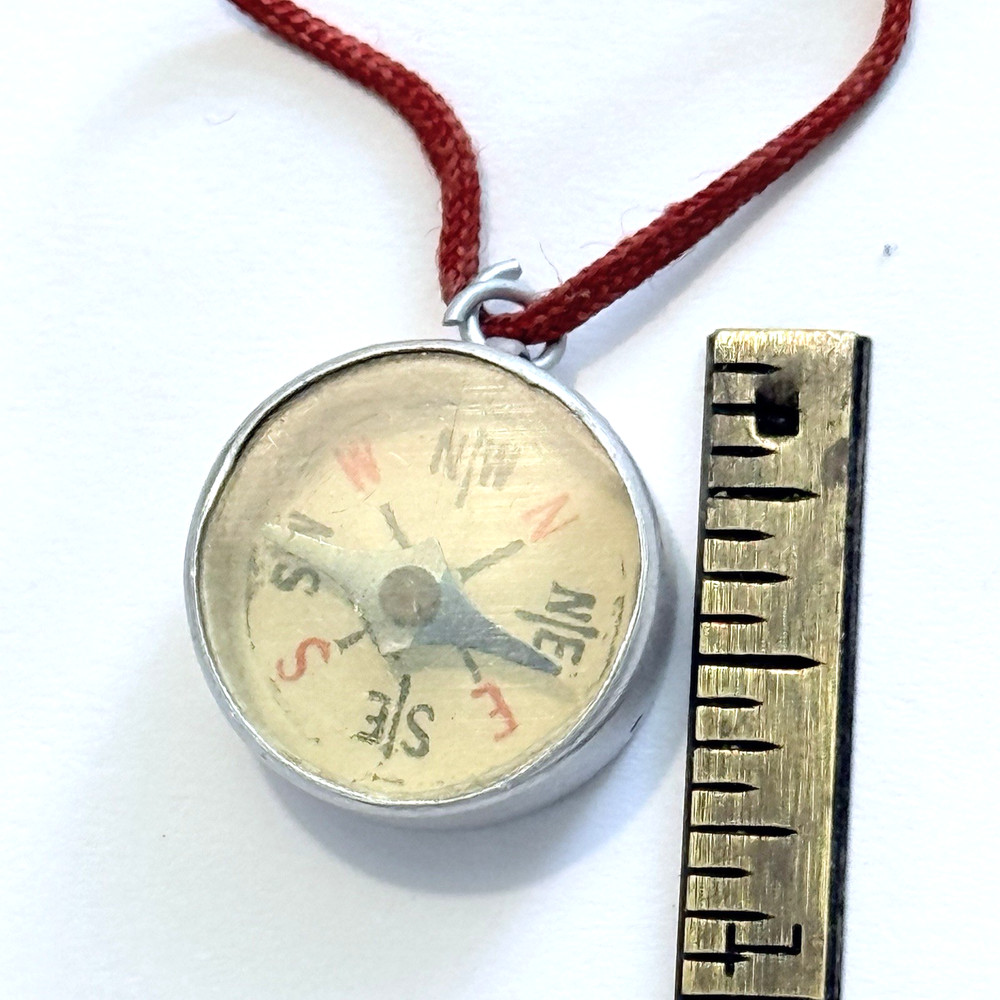 Vintage Working Mini Compass Charm with Mirror Back 3/4" Diameter