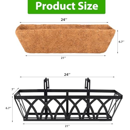 Deck Balcony Railing Planter Window Boxes - Pack Planter Box, 24 Inch 3