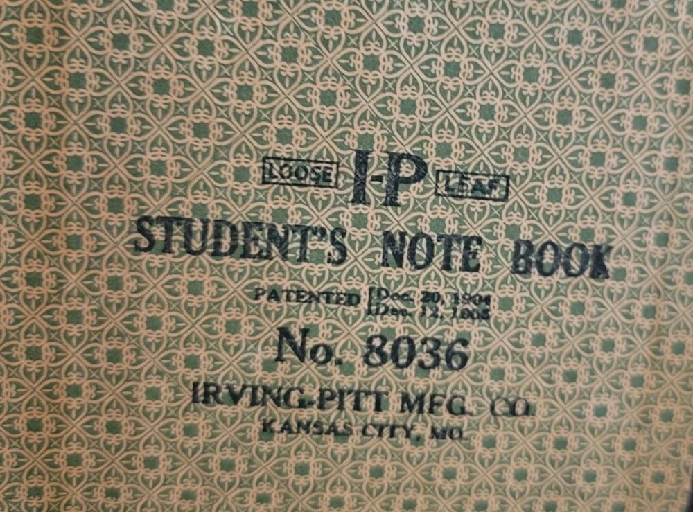 Antigue IRVING-PITT 1904 Student's Notebook #8036