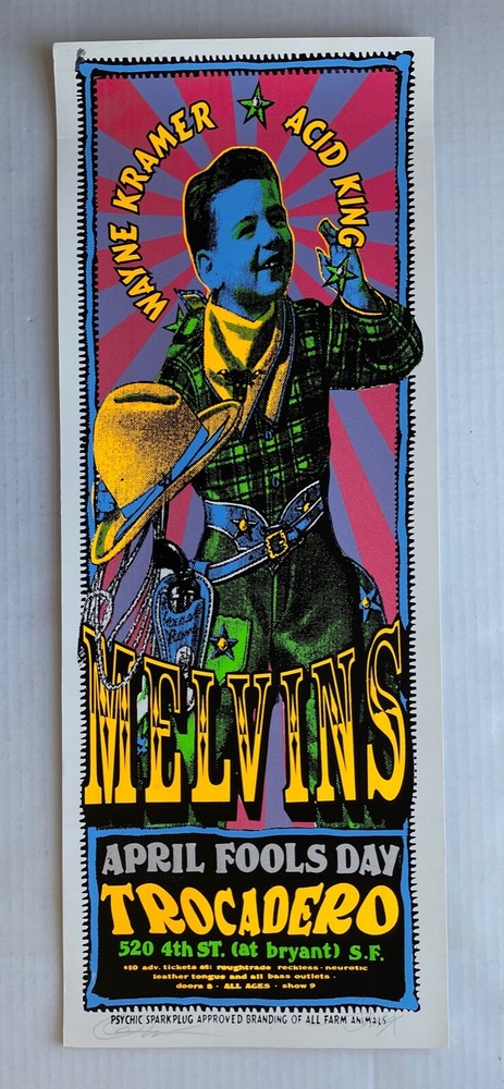 MELVINS Wayne Kramer Acid King 1995 Trocadero CONCERT POSTER Chuck Sperry SIGNED